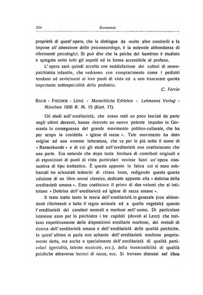 Note e riviste di psichiatria Manicomio provinciale di Pesaro