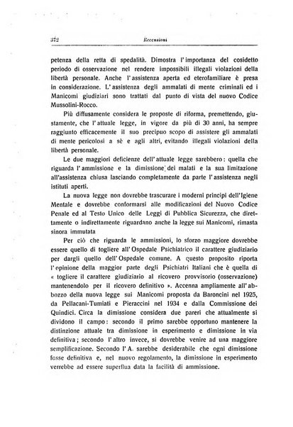 Note e riviste di psichiatria Manicomio provinciale di Pesaro