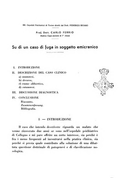 Note e riviste di psichiatria Manicomio provinciale di Pesaro