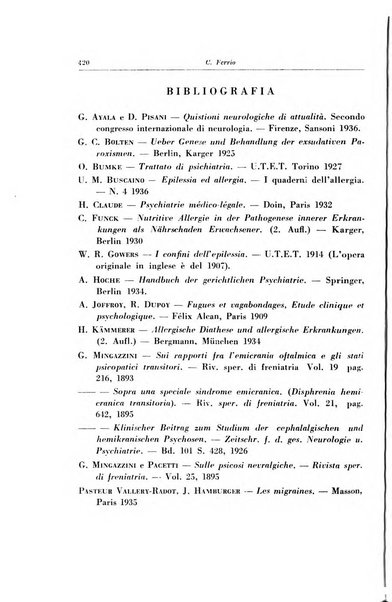 Note e riviste di psichiatria Manicomio provinciale di Pesaro