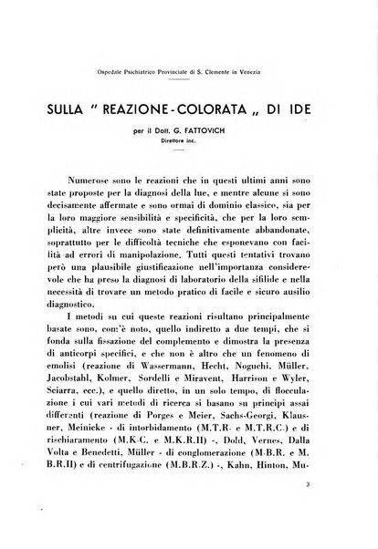 Note e riviste di psichiatria Manicomio provinciale di Pesaro