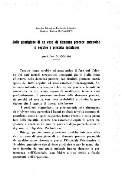 Note e riviste di psichiatria Manicomio provinciale di Pesaro