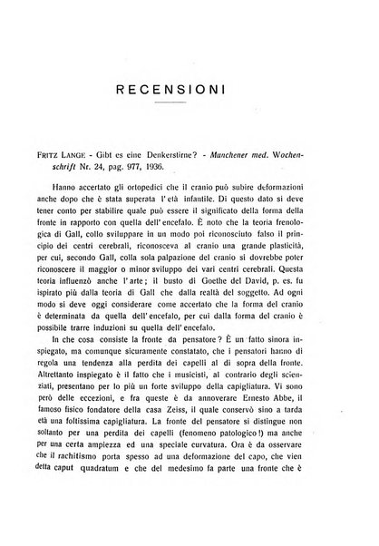 Note e riviste di psichiatria Manicomio provinciale di Pesaro