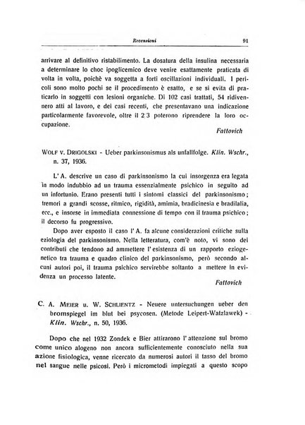 Note e riviste di psichiatria Manicomio provinciale di Pesaro