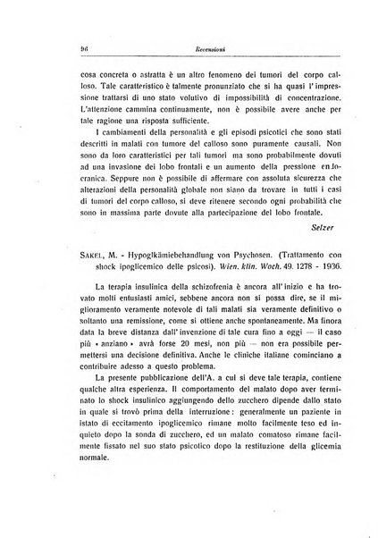 Note e riviste di psichiatria Manicomio provinciale di Pesaro