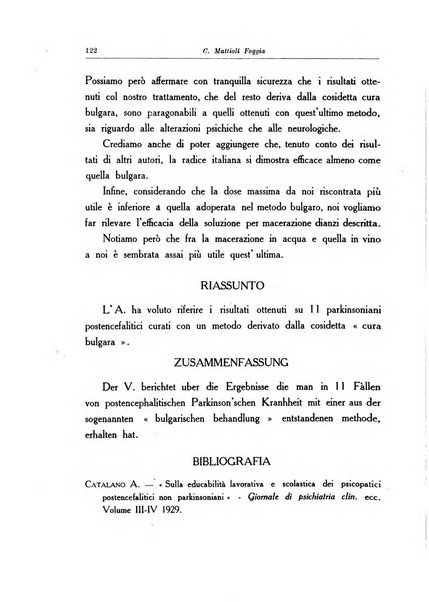 Note e riviste di psichiatria Manicomio provinciale di Pesaro