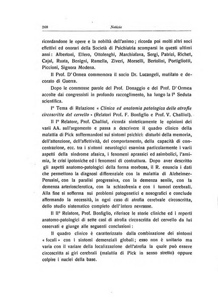 Note e riviste di psichiatria Manicomio provinciale di Pesaro