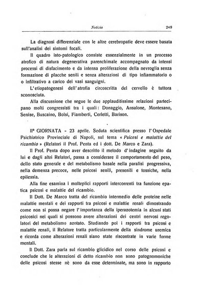 Note e riviste di psichiatria Manicomio provinciale di Pesaro