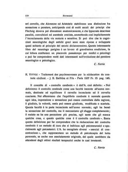 Note e riviste di psichiatria Manicomio provinciale di Pesaro