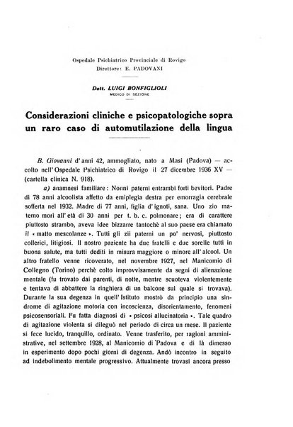 Note e riviste di psichiatria Manicomio provinciale di Pesaro