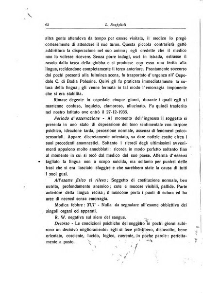 Note e riviste di psichiatria Manicomio provinciale di Pesaro