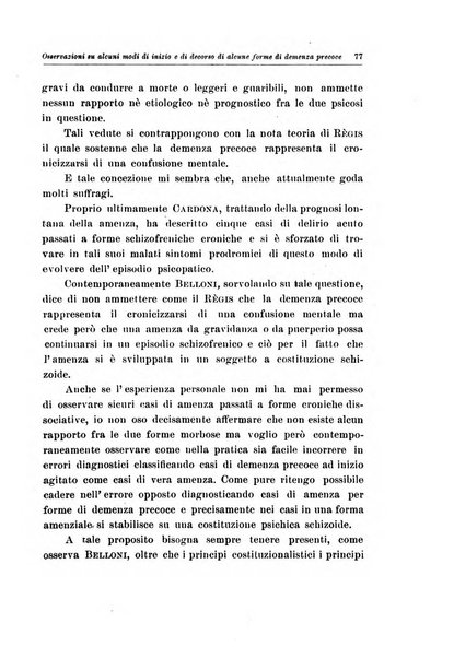 Note e riviste di psichiatria Manicomio provinciale di Pesaro