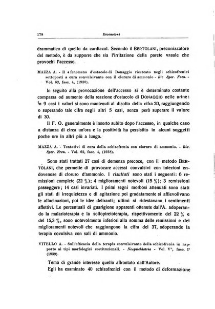 Note e riviste di psichiatria Manicomio provinciale di Pesaro