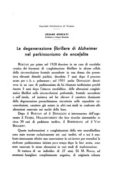 Note e riviste di psichiatria Manicomio provinciale di Pesaro