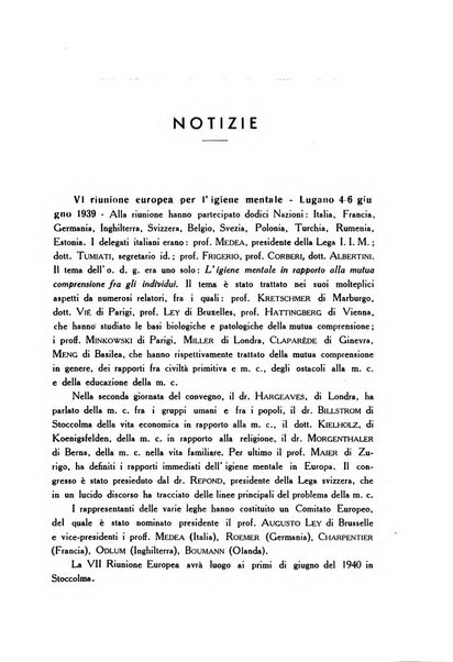 Note e riviste di psichiatria Manicomio provinciale di Pesaro