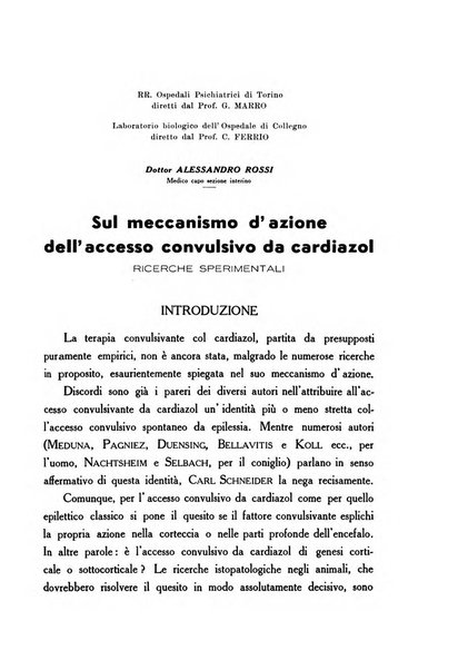 Note e riviste di psichiatria Manicomio provinciale di Pesaro