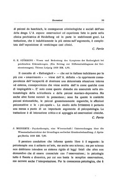 Note e riviste di psichiatria Manicomio provinciale di Pesaro