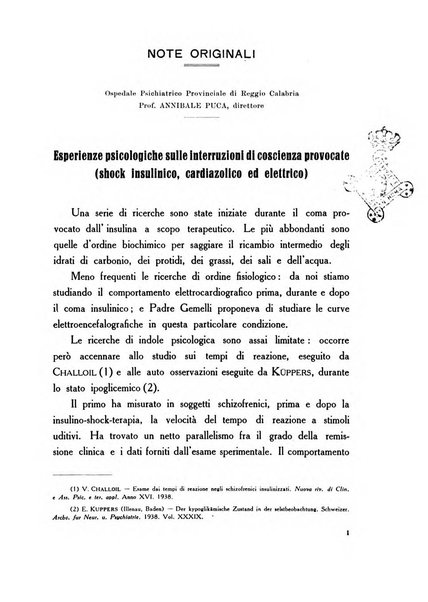 Note e riviste di psichiatria Manicomio provinciale di Pesaro