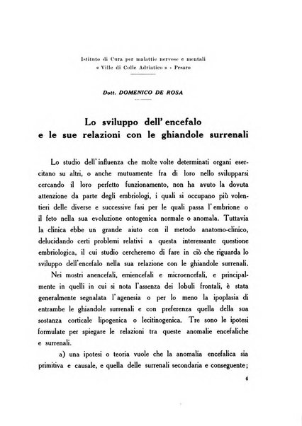 Note e riviste di psichiatria Manicomio provinciale di Pesaro