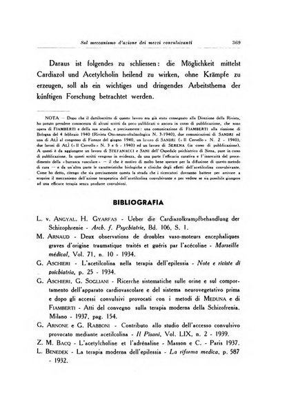 Note e riviste di psichiatria Manicomio provinciale di Pesaro