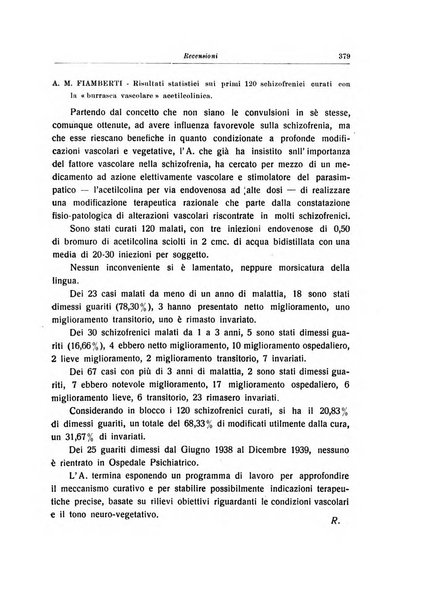 Note e riviste di psichiatria Manicomio provinciale di Pesaro