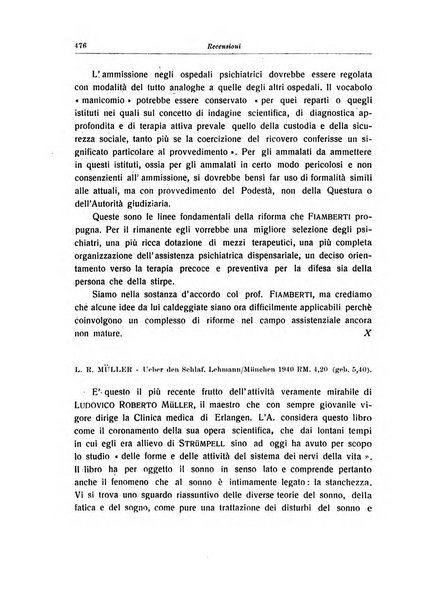 Note e riviste di psichiatria Manicomio provinciale di Pesaro