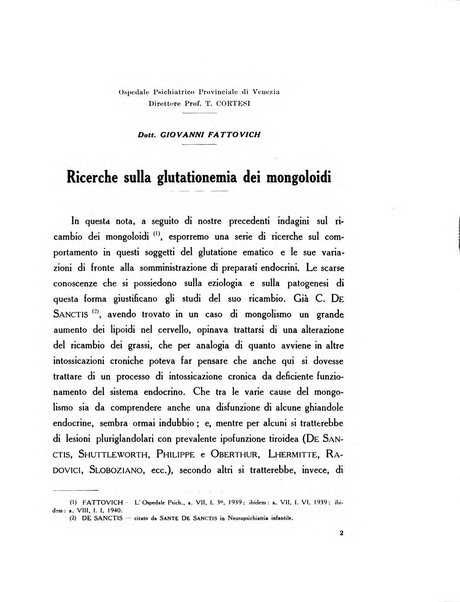 Note e riviste di psichiatria Manicomio provinciale di Pesaro