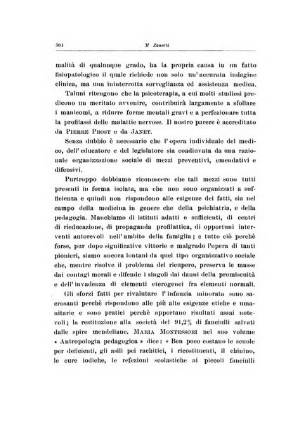 Note e riviste di psichiatria Manicomio provinciale di Pesaro