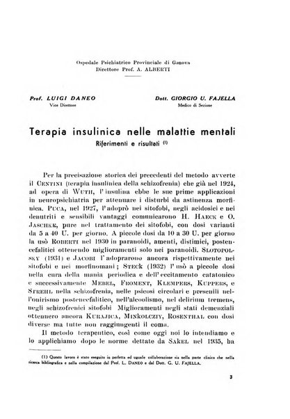 Note e riviste di psichiatria Manicomio provinciale di Pesaro