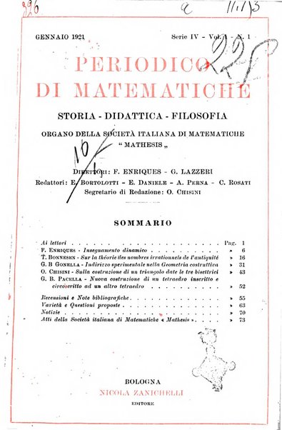 Periodico di matematiche storia, didattica, filosofia