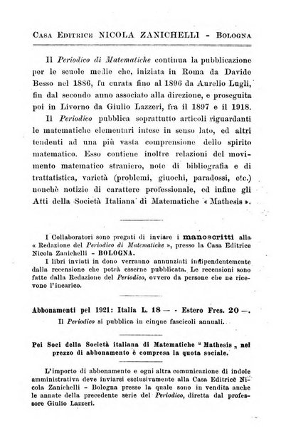 Periodico di matematiche storia, didattica, filosofia