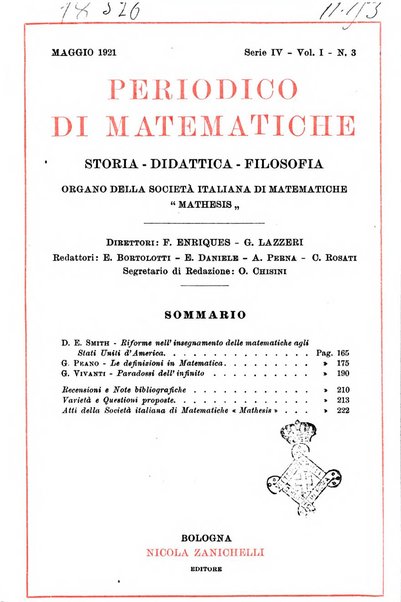 Periodico di matematiche storia, didattica, filosofia