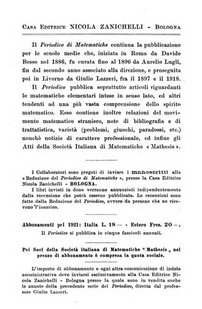 Periodico di matematiche storia, didattica, filosofia