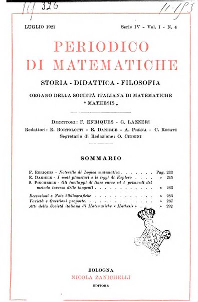 Periodico di matematiche storia, didattica, filosofia