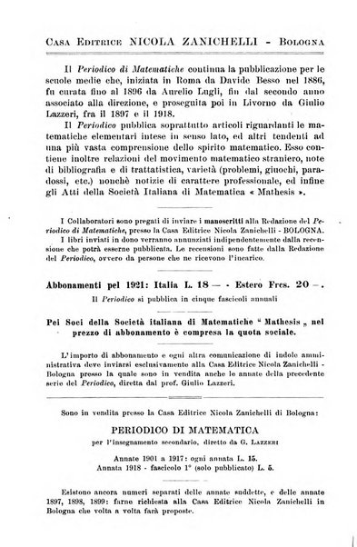 Periodico di matematiche storia, didattica, filosofia