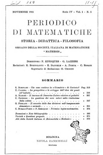 Periodico di matematiche storia, didattica, filosofia