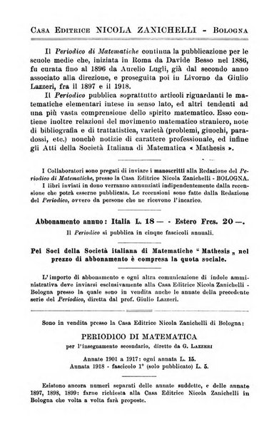 Periodico di matematiche storia, didattica, filosofia