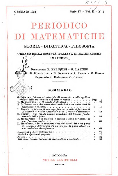 Periodico di matematiche storia, didattica, filosofia