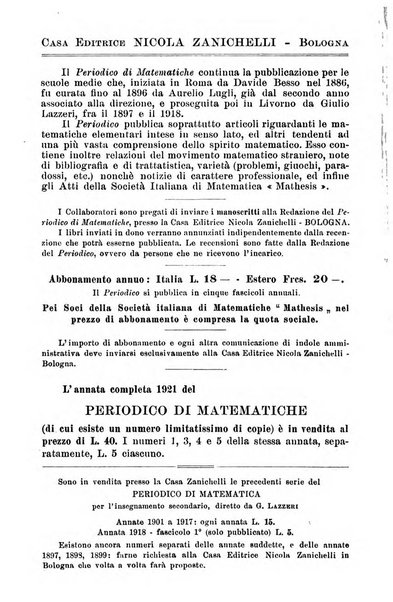 Periodico di matematiche storia, didattica, filosofia