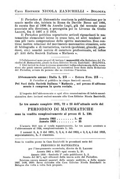 Periodico di matematiche storia, didattica, filosofia