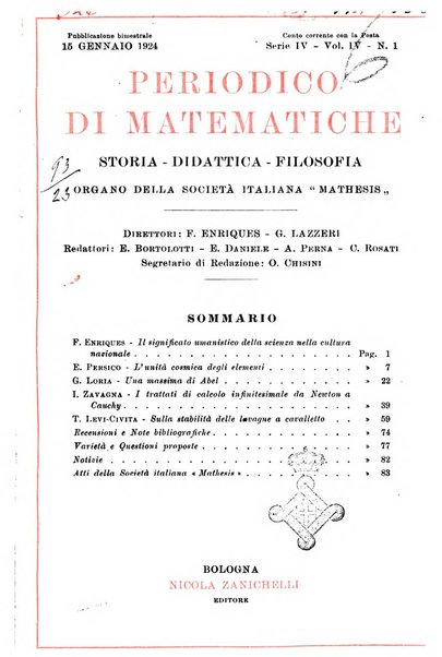 Periodico di matematiche storia, didattica, filosofia