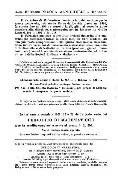 Periodico di matematiche storia, didattica, filosofia