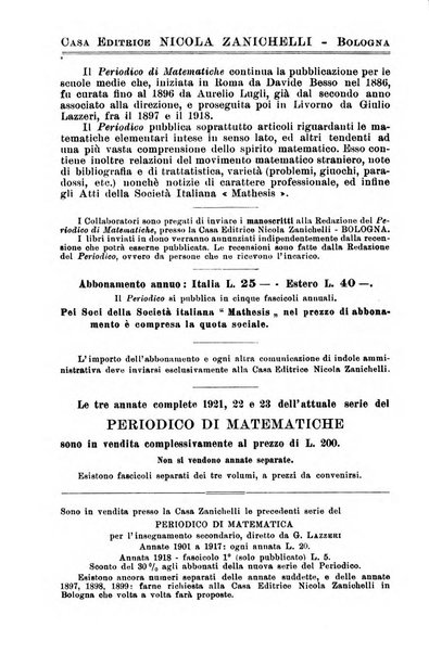 Periodico di matematiche storia, didattica, filosofia