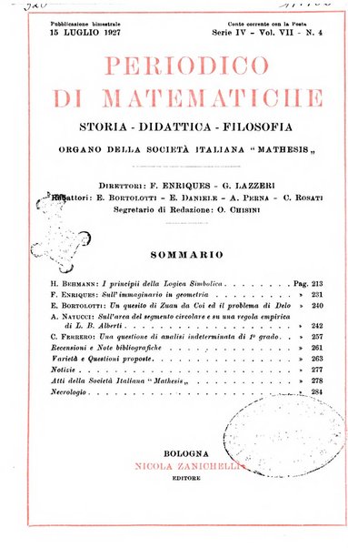 Periodico di matematiche storia, didattica, filosofia