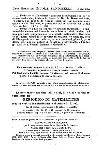 Periodico di matematiche storia, didattica, filosofia