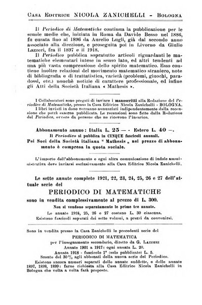 Periodico di matematiche storia, didattica, filosofia