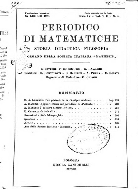 Periodico di matematiche storia, didattica, filosofia