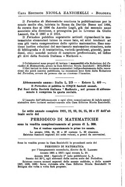 Periodico di matematiche storia, didattica, filosofia