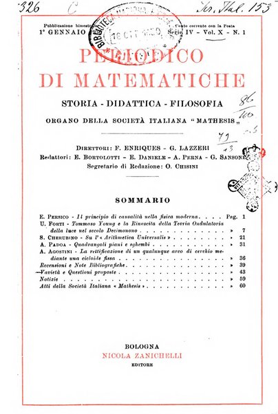 Periodico di matematiche storia, didattica, filosofia