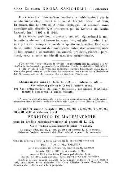 Periodico di matematiche storia, didattica, filosofia